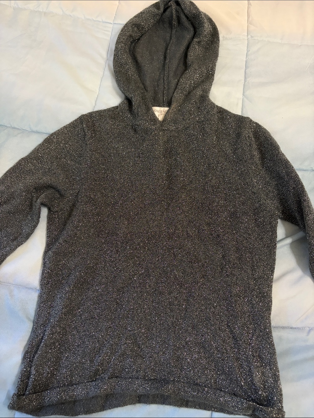 Jones New York Women's Metallic Hooded Sweater - Gray